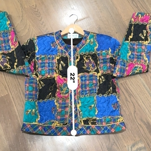 Women's Jackets size 12 multi color boho vintage patchwork maximalist glam D - Picture 9 of 9